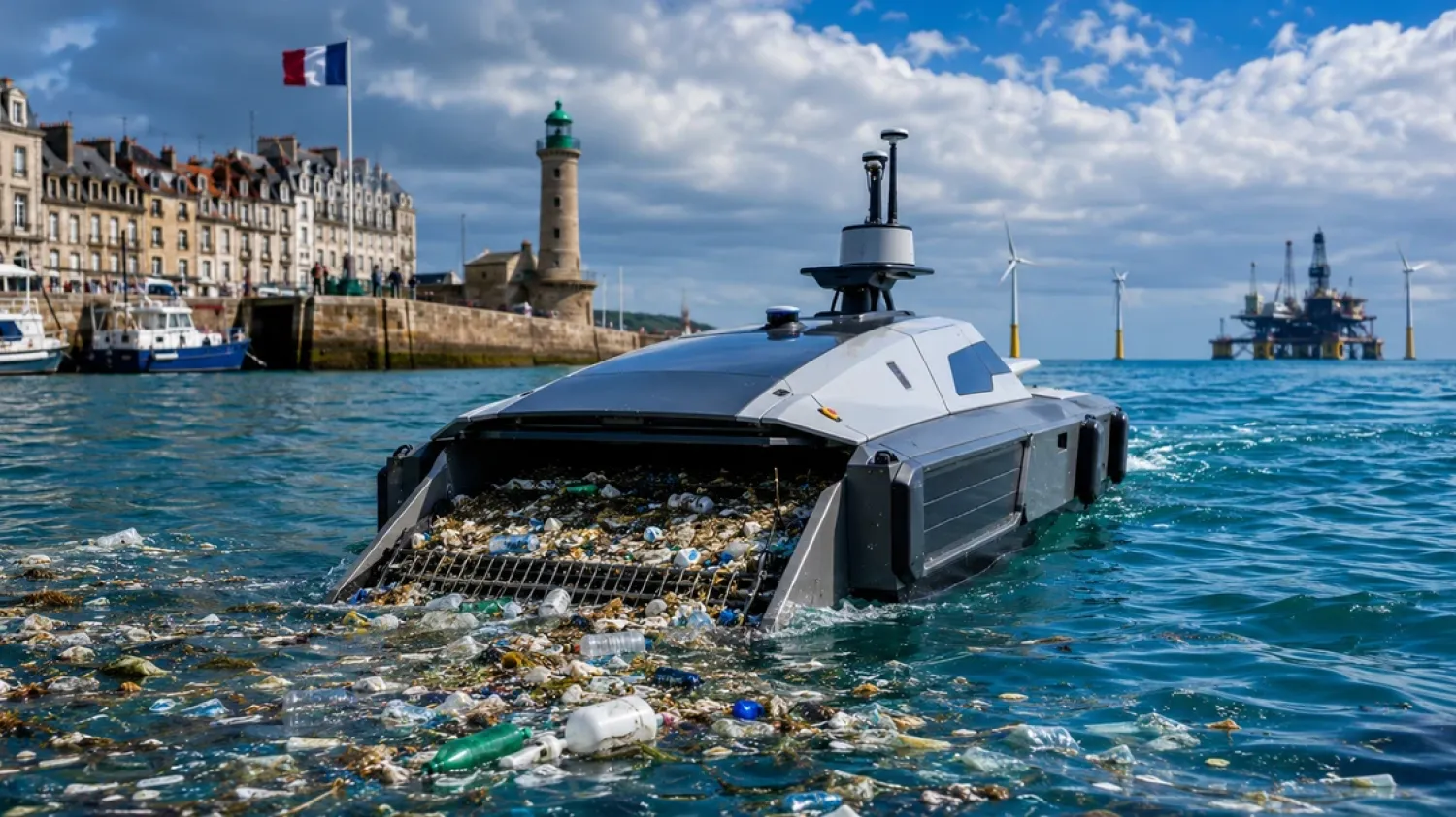 La France a inventé un drone autonome pour la collecte des déchets dans les ports maritimes et les infrastructures offshore.